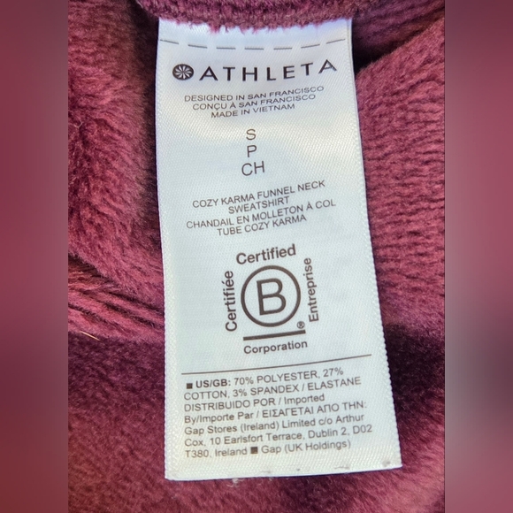 Athleta Womens Cozy Karma Funnel Neck Sweatshirt Burgundy Size Small Pockets - Picture 10 of 13